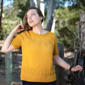 INSTANT DOWNLOAD PDF Knitting Pattern for Women&#39;s Cable Sweater Top Tee Jumper Pullover with Cables Round Yoke Svit