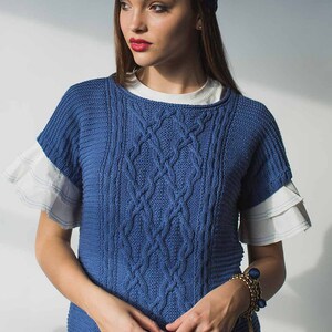 INSTANT DOWNLOAD PDF Knitting Pattern for Women&#39;s Sweater Jumper Top with Cables Knitted Vest Caspian