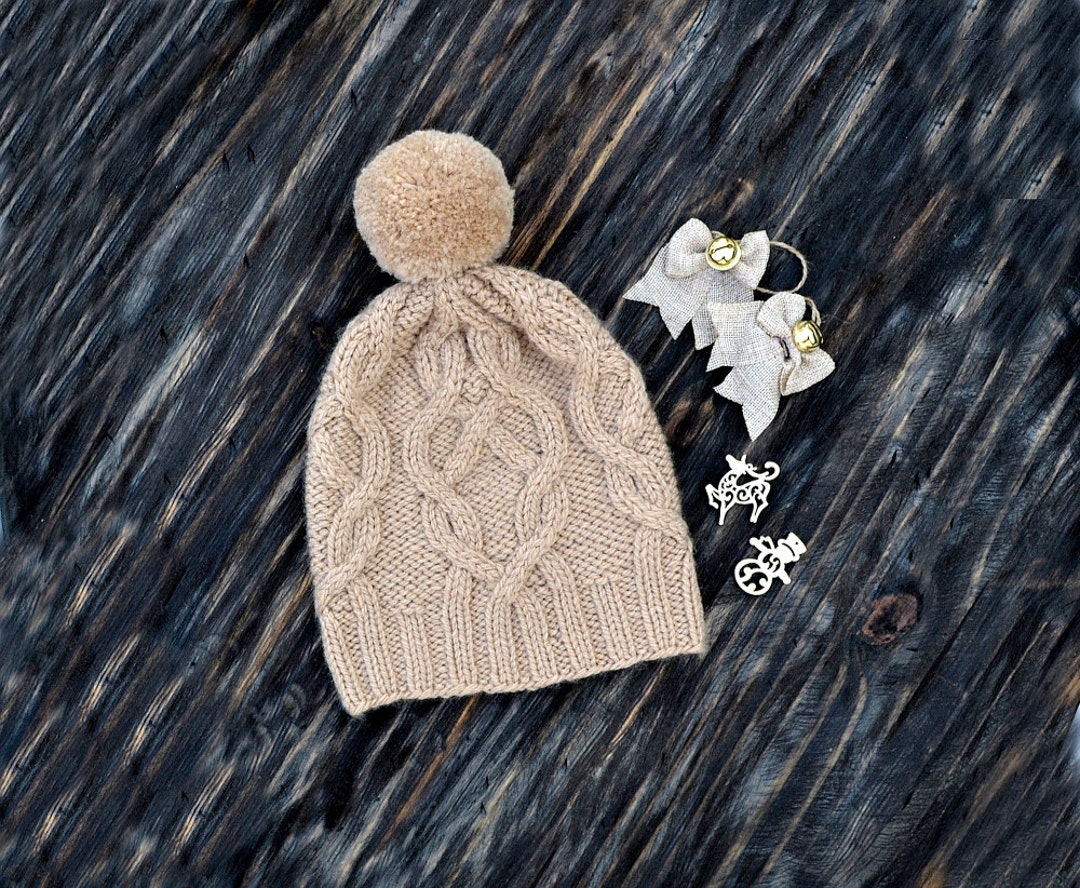 INSTANT DOWNLOAD PDF Knitting Pattern for Women's Aran Hat With Cables Slouchy Beanie Unisex Etsy