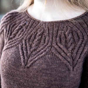 INSTANT DOWNLOAD PDF Knitting Pattern for Women's Cable Sweater Pullover with Cables and Round Neck One piece Seamless Firenze