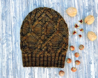 INSTANT DOWNLOAD PDF Knitting Pattern for Women's Aran Hat with Cables Slouchy Beanie Unisex  Ask a Question