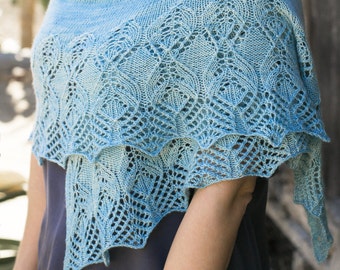 INSTANT DOWNLOAD PDF Knitting Pattern for Women's Lace Shawl Wrap Crescent with Lace Cashmere Lace Border Wide Idina