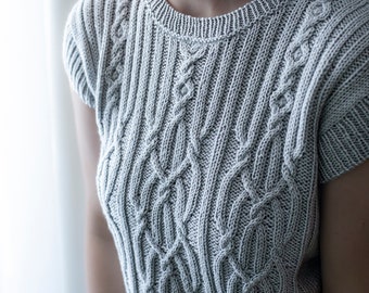 DESCARGA INSTANTE PDF Patrón de punto para escaladores de manga corta de jersey de mujer top cuello superior