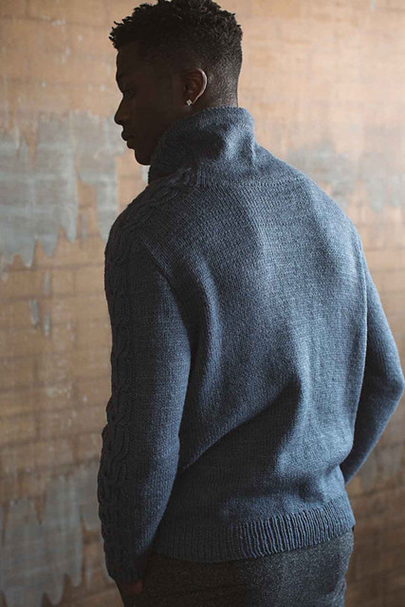 INSTANT DOWNLOAD PDF Knitting Pattern for Men's Aran Sweater Pullover Men Jumper Stockinette stitch and Cable Hoodie Nelson image 4