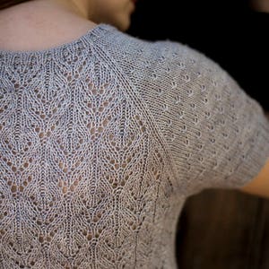 INSTANT DOWNLOAD PDF Knitting Pattern for Women's Lace Sweater Top Tee Jumper Pullover with Lace raglan Air Dance