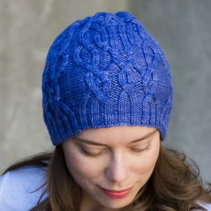 INSTANT DOWNLOAD PDF Knitting Pattern for Women's Aran Hat with Cables Slouchy Beanie Unisex image 3