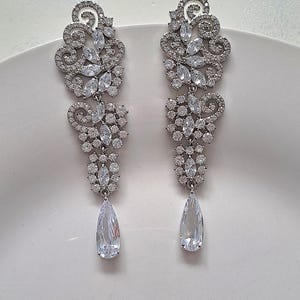 Cyrkonia sześcienna diament duże ręcznie robione kolczyki ślubne unikalne nowoczesne srebrne koktajlowe przyjęcie elegancka kropla specjalna okazja czerwony dywan wydarzenie