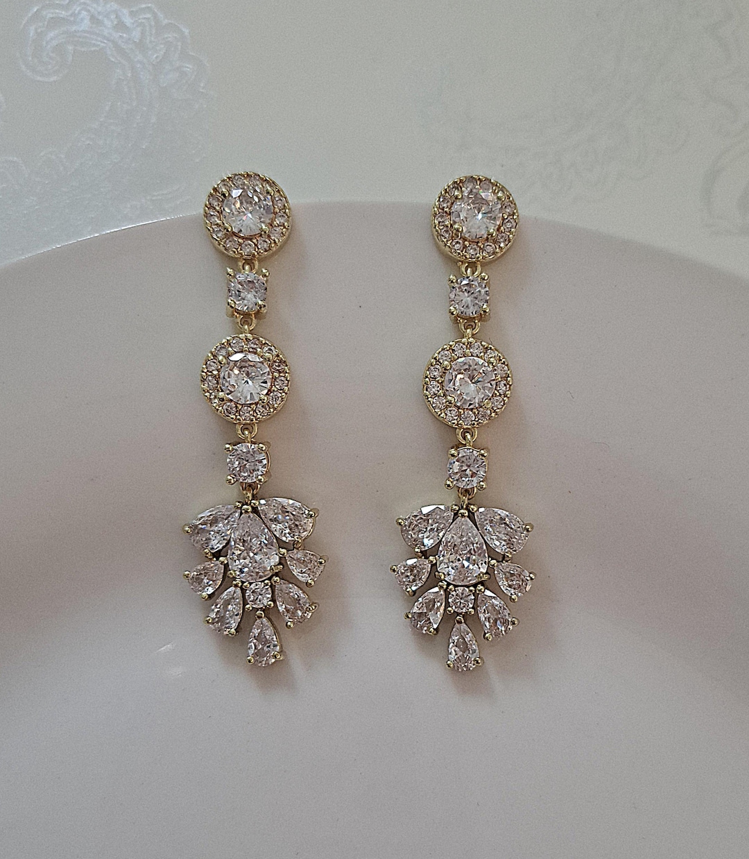 Orecchini Pendenti Lunghi In Oro Con Zirconia Cubica Quadrata - Argento 925, Ipoallergenici