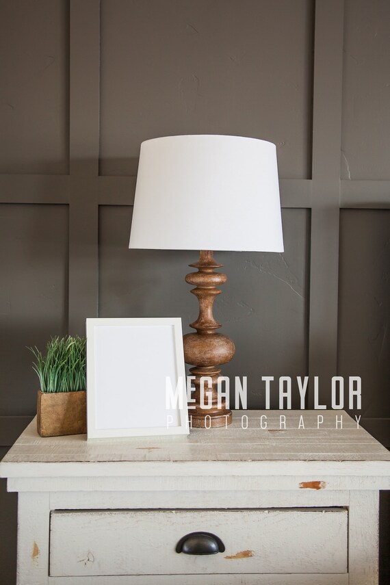 Styled Stock Photography Nightstand Mockup File White Frame Nightstand