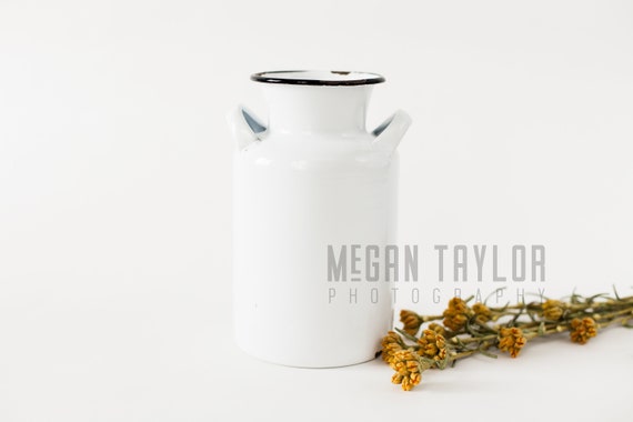 Styled Stock Photography White Milk Can With Floral Mockupdigital Styled Stock Photography White Milk Can With Floral Mockupdigital
