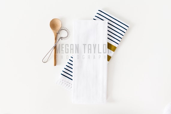Styled Stock Photography Kitchen Towel With Utensils Mockup File