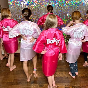 Custom Spa Birthday party robes, Custom kids satin robes, Sleepover party robes, Flower girl robe, Bridesmaid robes, Personalized kids robes