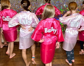 Custom Spa Birthday party robes, Custom kids satin robes, Sleepover party robes, Flower girl robe, Bridesmaid robes, Personalized kids robes