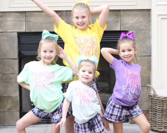 Slumber Party Squad Pajama Set | Slumber Party Shirt | Sleepover Shirt | Custom Sleepover | Monogram | Personalized Tee | Shorts