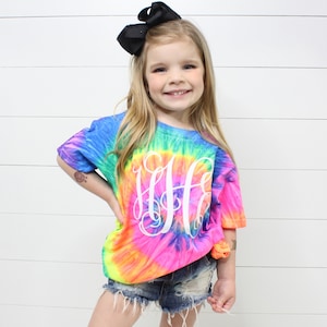 YOUTH Monogram Tie Dye Shirt - Bridesmaid Sorority Gift - Short Sleeve - Personalized