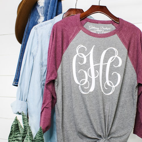 Monogrammed Baseball Raglan Shirt 3/4 Sleeve Baseball T-shirt - Etsy