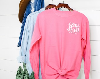 Super Comfy Personalized Long Sleeve Pocket Design Monogrammed Tee!!