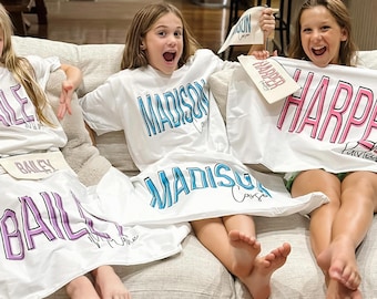 Personalized Outline Tee| Slumber Party Shirt | Sleepover Shirt | Custom Sleepover | Monogram | Personalized Tee | Personalized Bundle |
