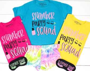 Slumber Party Squad Nail Polish Pajama Set | Slumber Party Shirt | Sleepover Shirt | Custom Sleepover | Monogram | Personalized Tee | Shorts