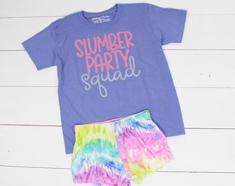 Slumber Party Squad Pajama Set | Slumber Party Shirt | Sleepover Shirt | Custom Sleepover | Monogram | Personalized Tee | Shorts