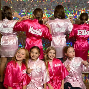 Custom Spa Birthday party robes, Custom kids satin robes, Sleepover party robes, Flower girl robe, Bridesmaid robes, Personalized kids robes