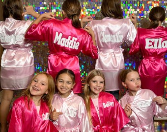 Custom Spa Birthday party robes, Custom kids satin robes, Sleepover party robes, Flower girl robe, Bridesmaid robes, Personalized kids robes
