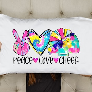 Peace Love Cheer Tie Dye PillowCase Gift