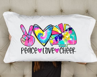 Peace Love Cheer Tie Dye PillowCase Regalo