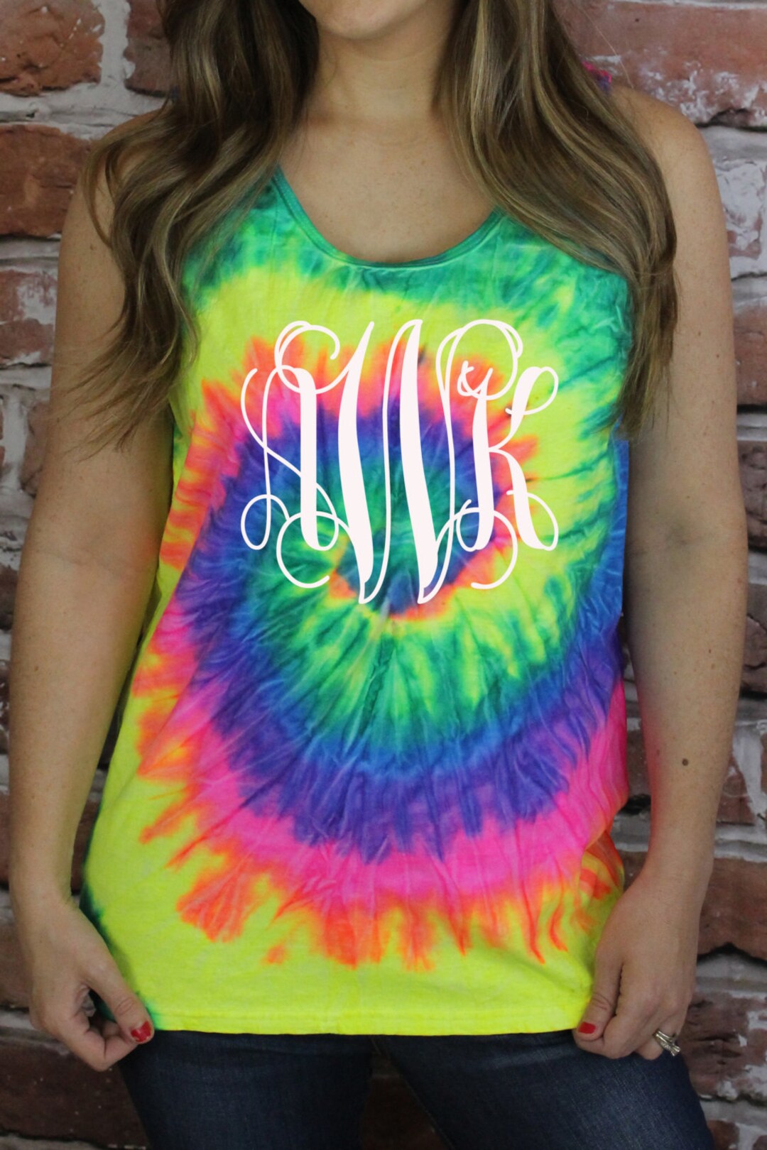 Monogram Tie Dye Tank Top Bridesmaid Sorority Gift Short - Etsy