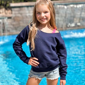 BLANK Unisex Raw Edge off Shoulder Sweatshirt for KIDS and