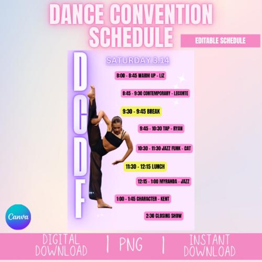 Dance Showdown Program Sample Dance Convention Competition Schedule Template | Editable | INSTANT ...