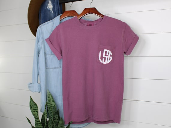 Short Sleeve Comfort Colors Monogram Pocket Tee Short Sleeve 