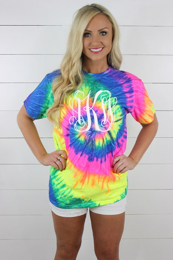 Monogram Tie Dye Shirt Bridesmaid Sorority Gift Short | Etsy