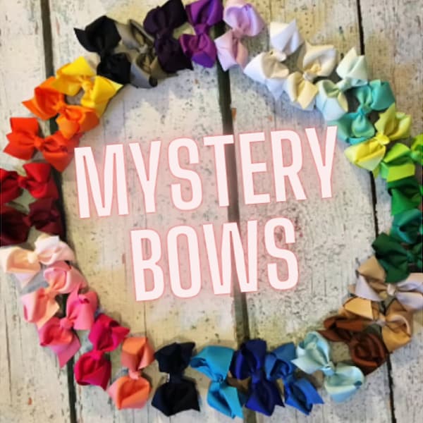 FREE SHIPPING Mystery Box 3-inch bows - Set of 32 - Bow Clips, Alligator Clips, Girl Bows, Cheap Bows, Baby Bows, Dollar Bows,