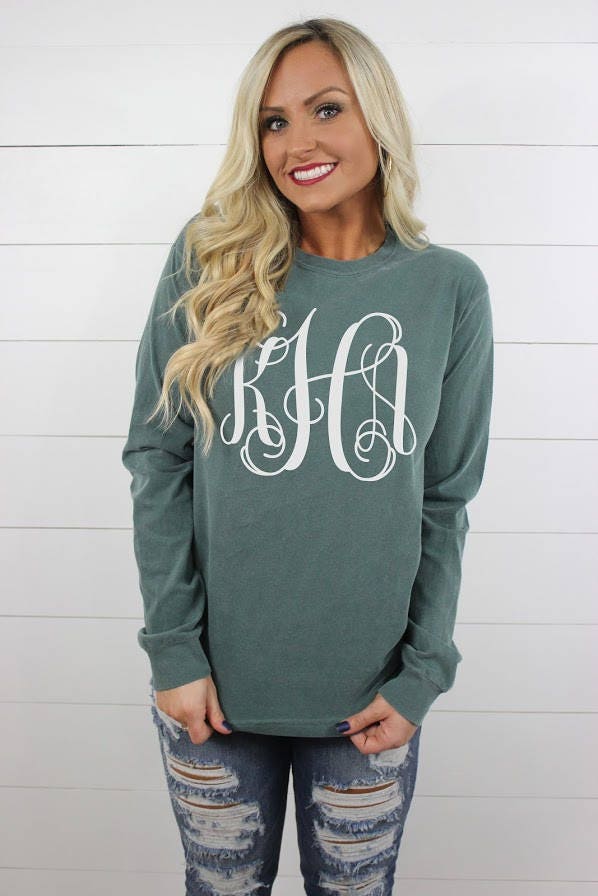 Long Sleeve Personalized Monogrammed Comfort Color Tee Full - Etsy