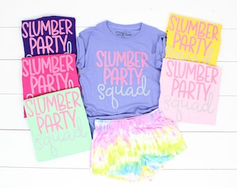 Slumber Party Squad Pajama Tee| Slumber Party Shirt | Sleepover Shirt | Custom Sleepover | Monogram | Personalized Tee |