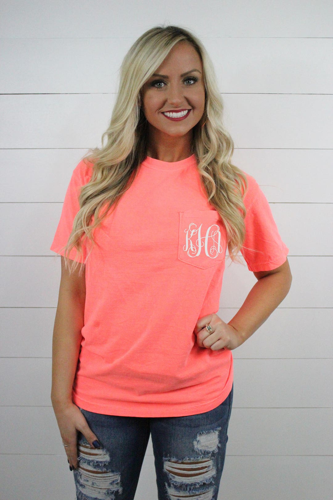 Monogram Comfort Color Tee Embroidered Monogrammed T-shirt