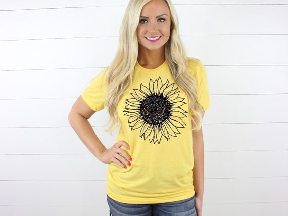 Sunflower Silhouette Tee, Bella Canvas Tee, Flower Shirt, Vintage, Tshirt, Women's Tee