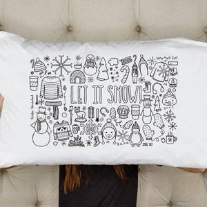 Color me Let It Snow Pillow Case | Slumber Party | Sleepover Gifts | Christmas Activity | Party Favor | Craft Project | Holiday