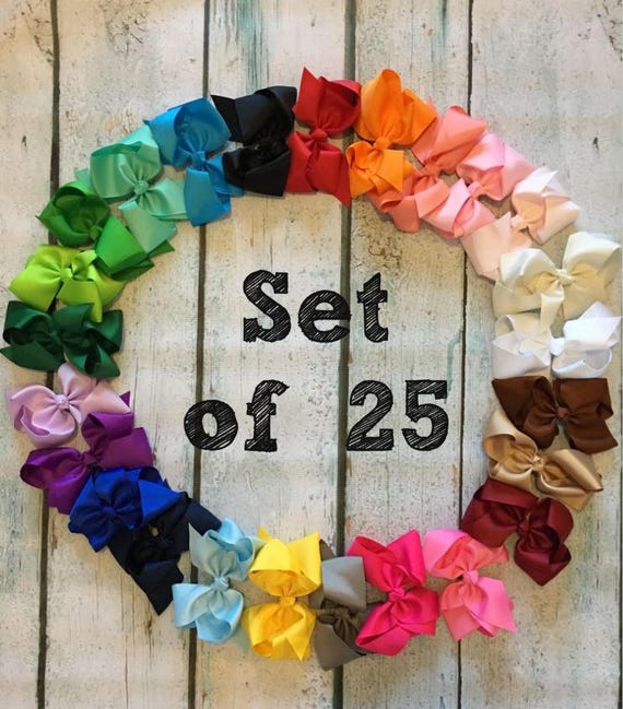 Girl Bows Hair Bows Dollar Bows Little Girl Bows 10/% OFF! 4-inch bows Alligator Clips Baby Bows Cheap Bows Set of 25- Bow Clips