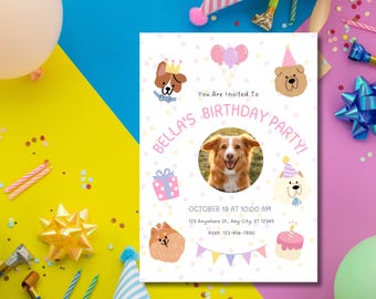 Puppy Birthday Invitation Template: Editable Dog Party Invite (Digital Download)