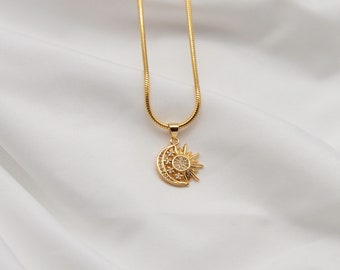 More Than Necklace, 24K Gold Plated Sun Star Pendant Necklace