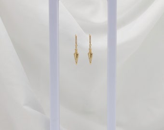 Dagger Earrings, 24K Gold Plated Dangle Drop Earrings