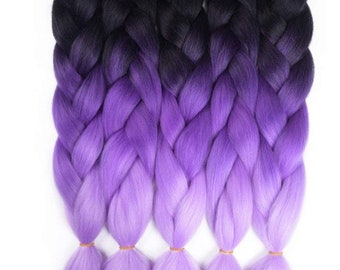 Purple Ice - Crochet Braids/Full Set/Ombre flat twist/made to order/single ended