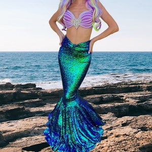 Mermaid Costume Women Green Sequin Halloween Tail