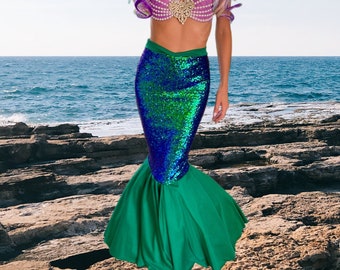 Mermaid Costume Women Green Sequin Halloween Tail