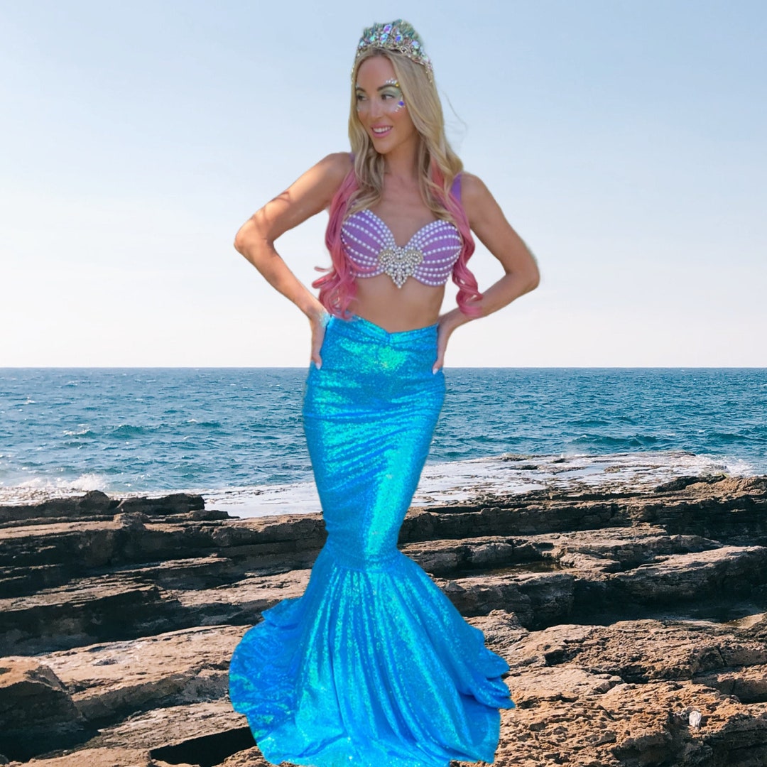 Electric Blue Embellished Mermaid Skirt Set