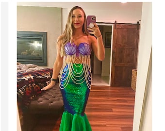 crystal mermaid prom dress HALEY Crystal & Pearl Beaded Mermaid Prom Dress – One Honey Boutique Lavender / 6 USA