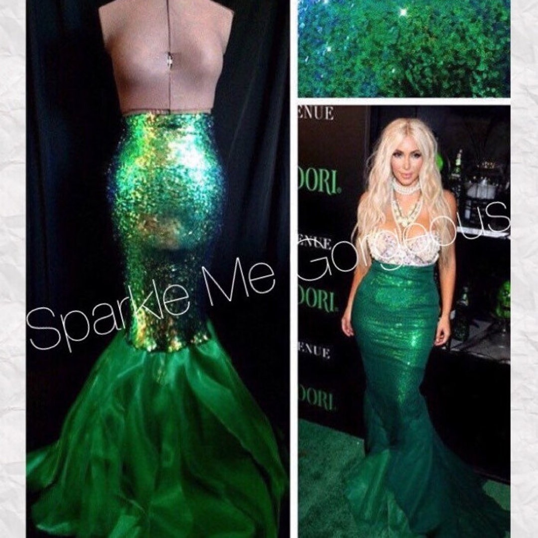 Green sequin mermaid tail skirt Halloween costume