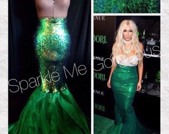 Green sequin mermaid tail skirt Halloween costume